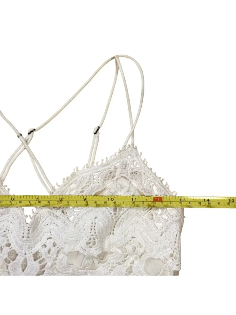 Free People FP One Women’s White Lace Crochet Bralette Cami Top Size Small - Picture 9 of 9